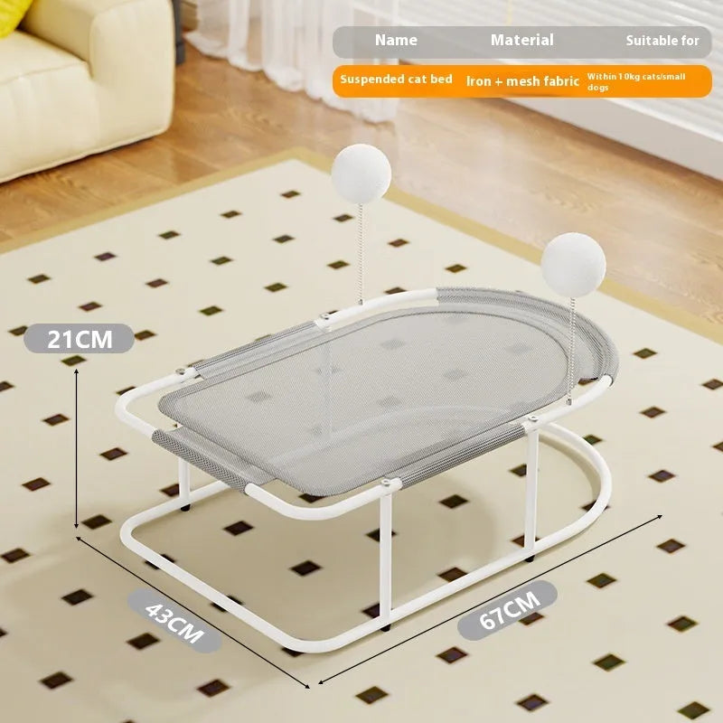 Large grey fabric cat kennel with breathable bracket design for indoor pet use
