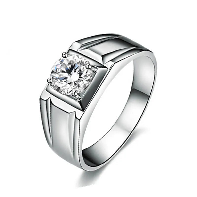 Men's adjustable square diamond ring in gold finish showing large geometric design