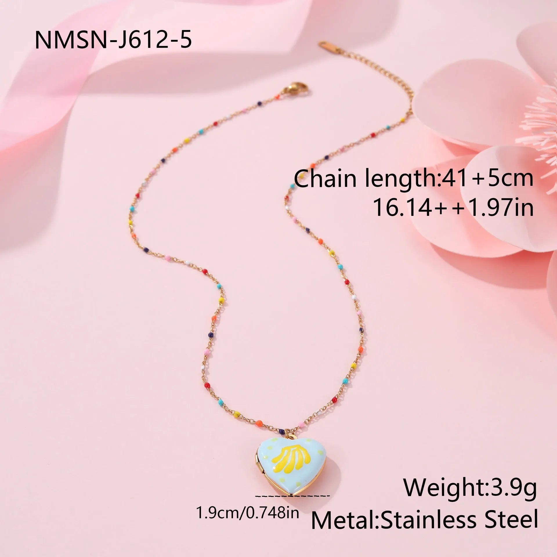 Stainless steel fruit pendant necklace with 18K gold plating on 41-50cm chain