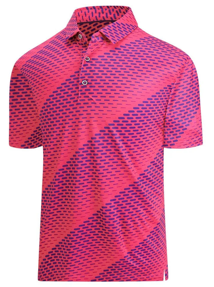 European fit men's short sleeve mesh t-shirt with 3D printed Japanese retro pattern and zipper decoration