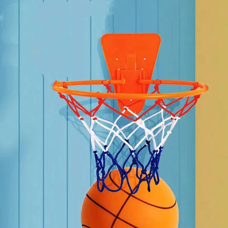 Silent foam basketball set in assorted colours with blue storage box