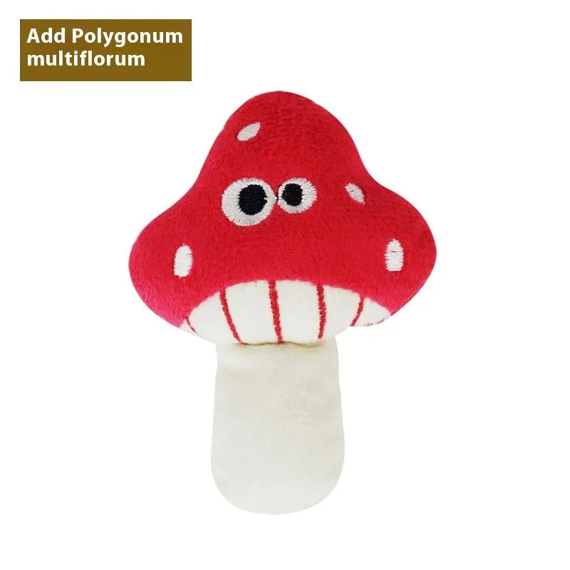 Tiantianmao set of six plush cat toys shaped like food: burrito, cone, cucumber, mushroom, pineapple, and pizza.