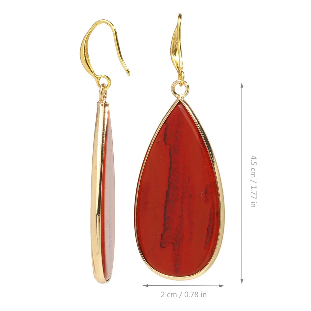 Vintage handmade stone drop earrings in tigereye colour with textured surface