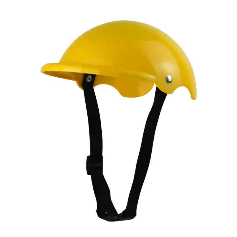 Small S size plastic pet helmet for motorcycle safety in pink, black, yellow, or green.