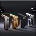 Full metal windproof lighter with elbow straight punch design in metallic finish