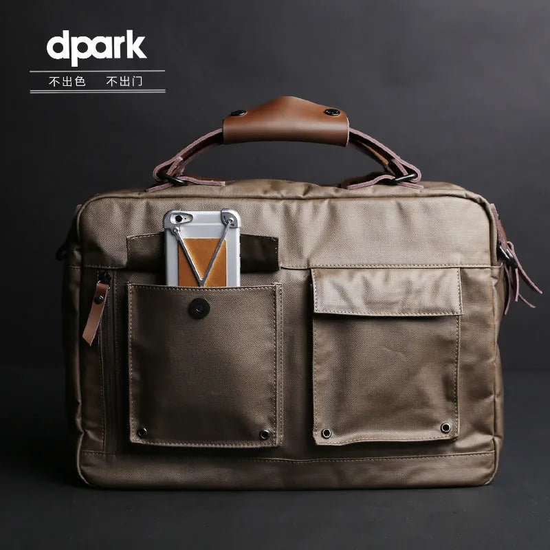 Dpark black laptop shoulder bag showing 14 inch and 15 inch size options for Lenovo business laptops