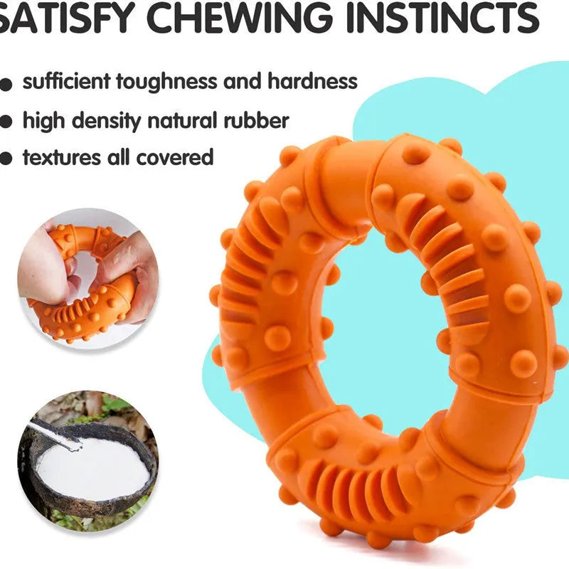 Blue hollow dog fetch stick toy on grass, showing lightweight, chewable design for outdoor play.