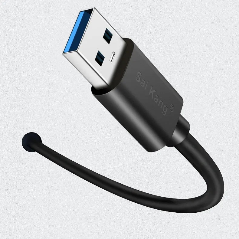 Black USB male to female extension cable showing connectors, available in multiple lengths