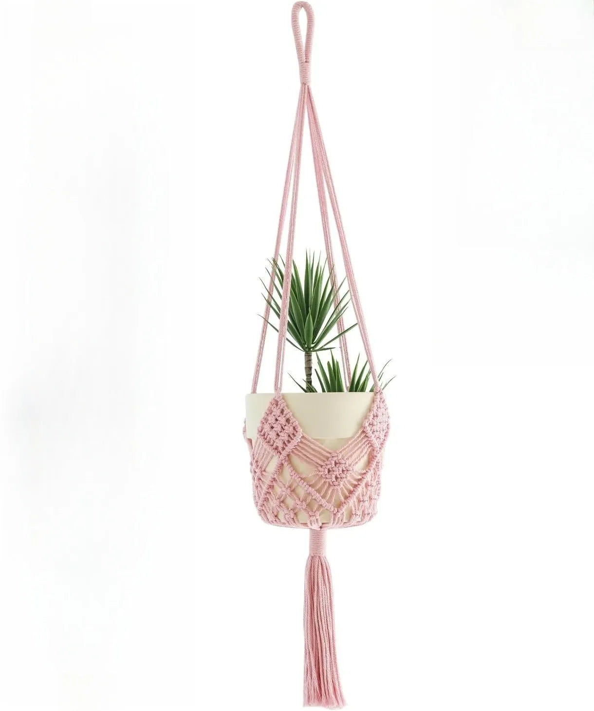 Hand-woven polyester cotton flower pot in minimalist design with textured surface