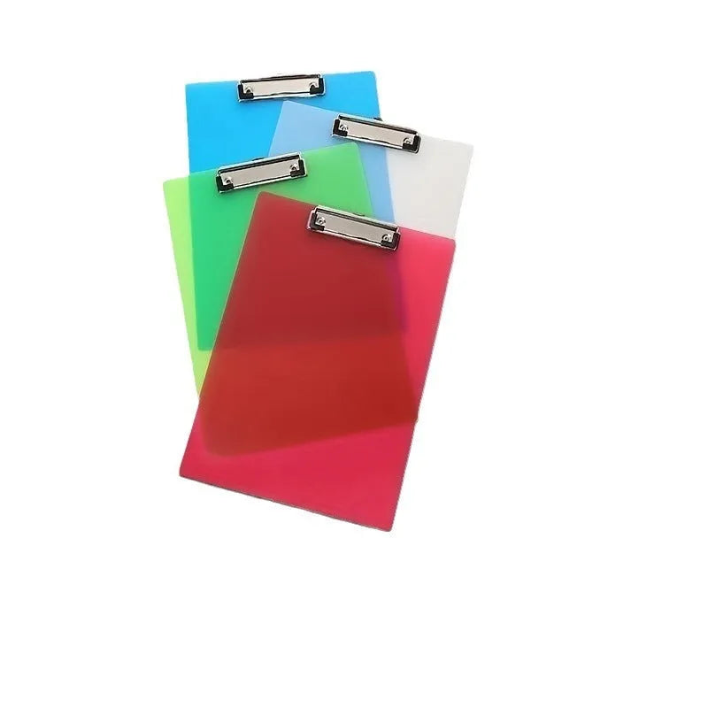 A4 transparent plate holder writing board with metal clip holding A4 document