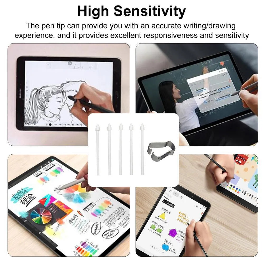 Rotating stylus tip refill 5-pack in black, white, and grey for Samsung S6 S7 N10 N20