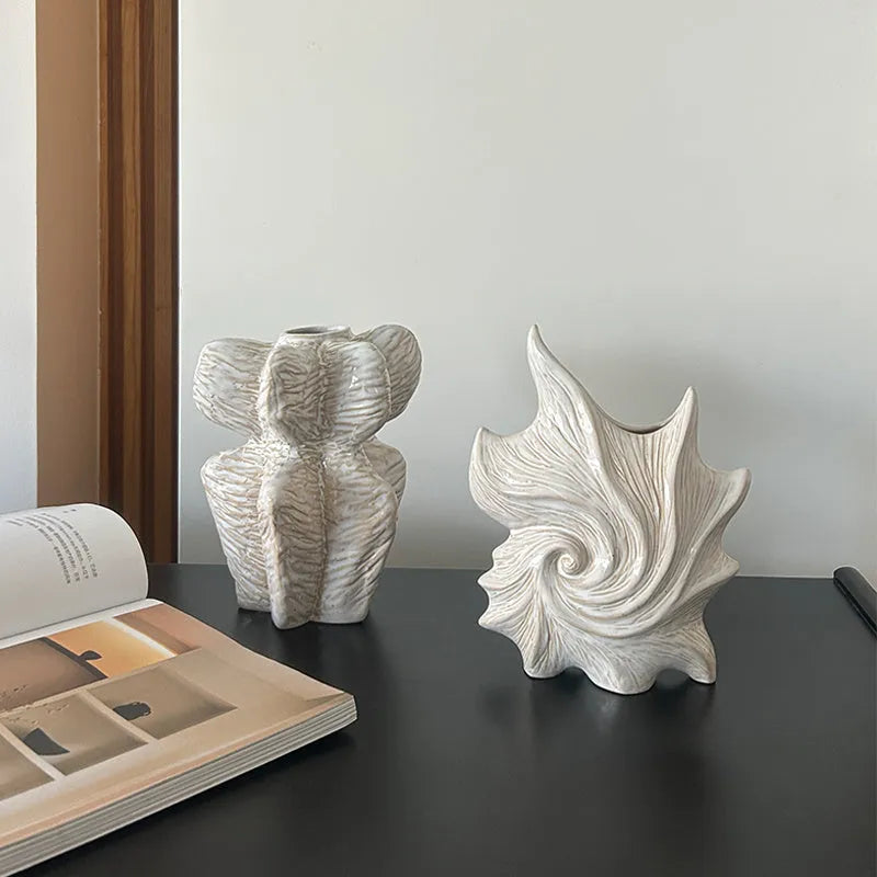 French art ceramic vase with coloured glaze in European-style retro design
