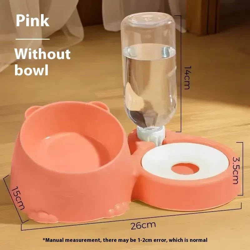 Double bowl automatic cat drinking fountain with stainless steel inserts and ceramic base in haze blue colour
