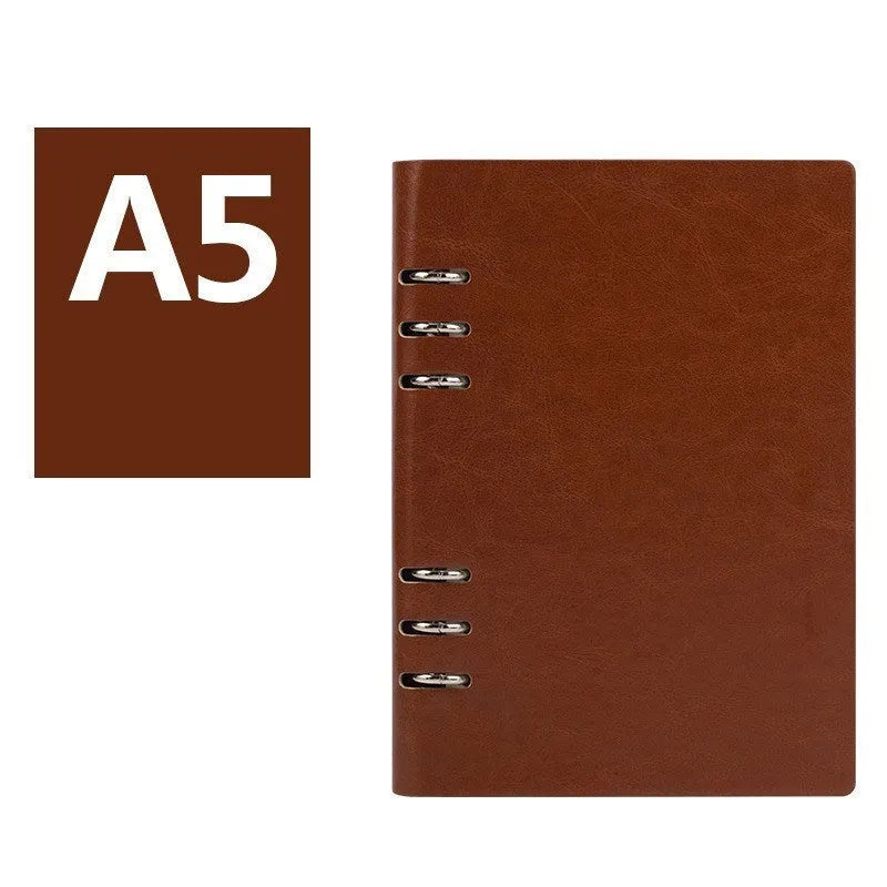 Simple business loose-leaf notebook with imitation leather cover in multiple colours and sizes