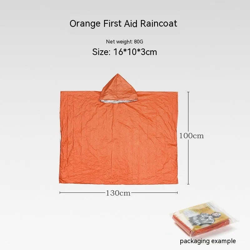 Portable orange emergency tent with sleeping bag and whistle for disaster relief camping