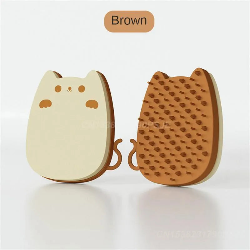 Blue silicone sponge pet grooming brush with dual comb teeth for cats and dogs hair removal