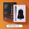 Automatic suction pen set with plastic shell, choice of tip sizes, and 40ml ink reservoir with handbag