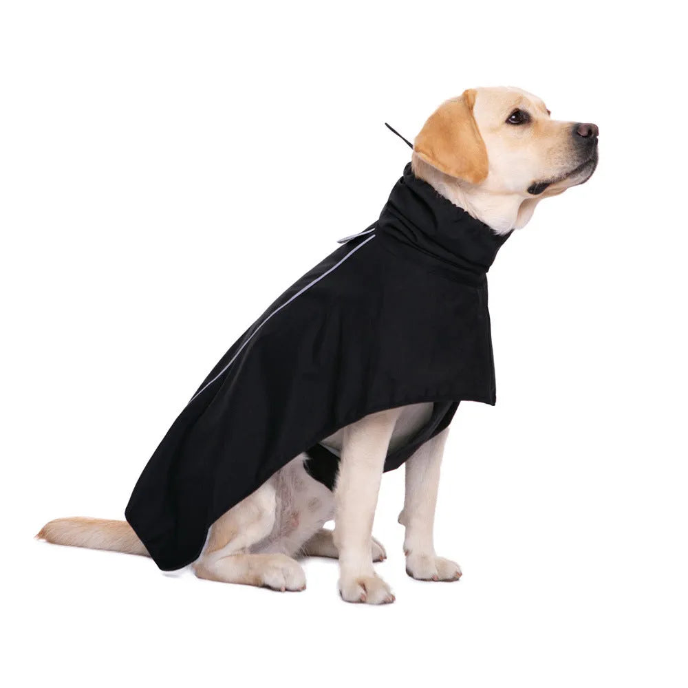 Outdoor waterproof pet dog raincoat in polyester, yellow colour, front view