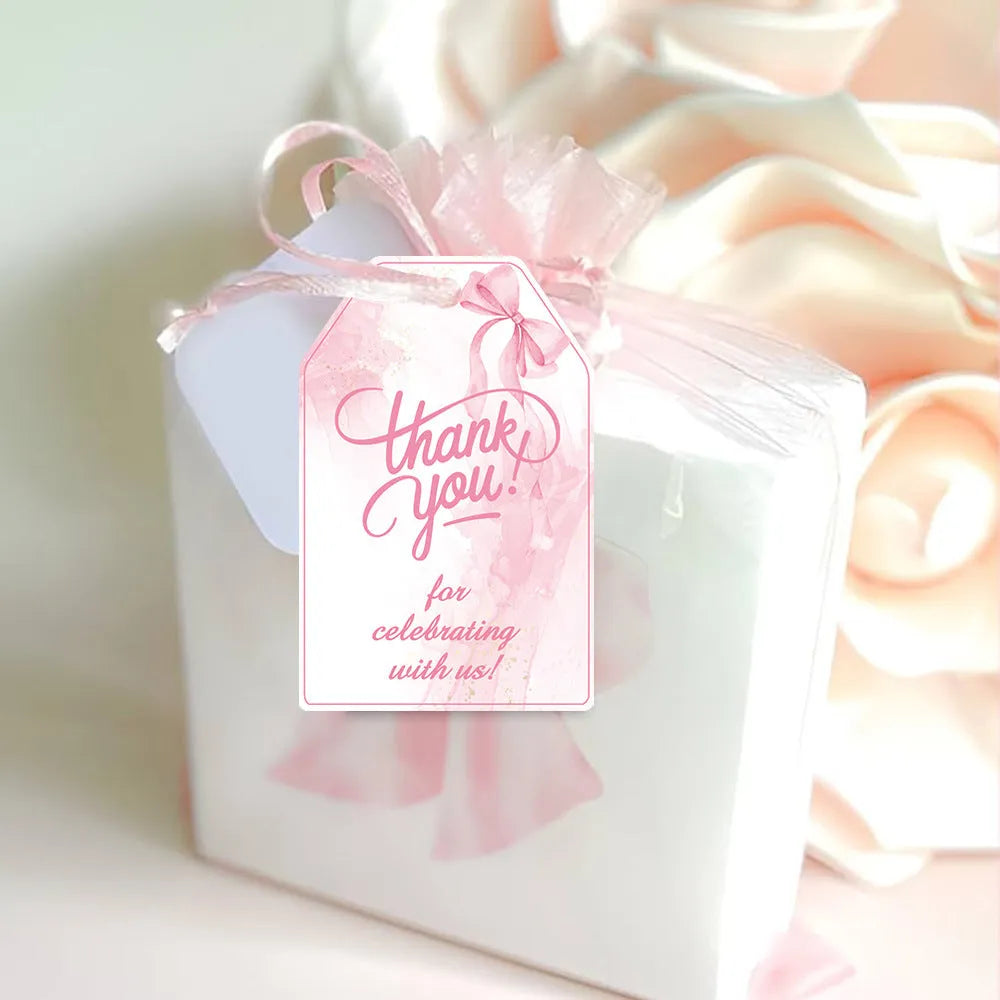 Three styles of creative bowknot paper gift tags with natural hemp rope for party decorations