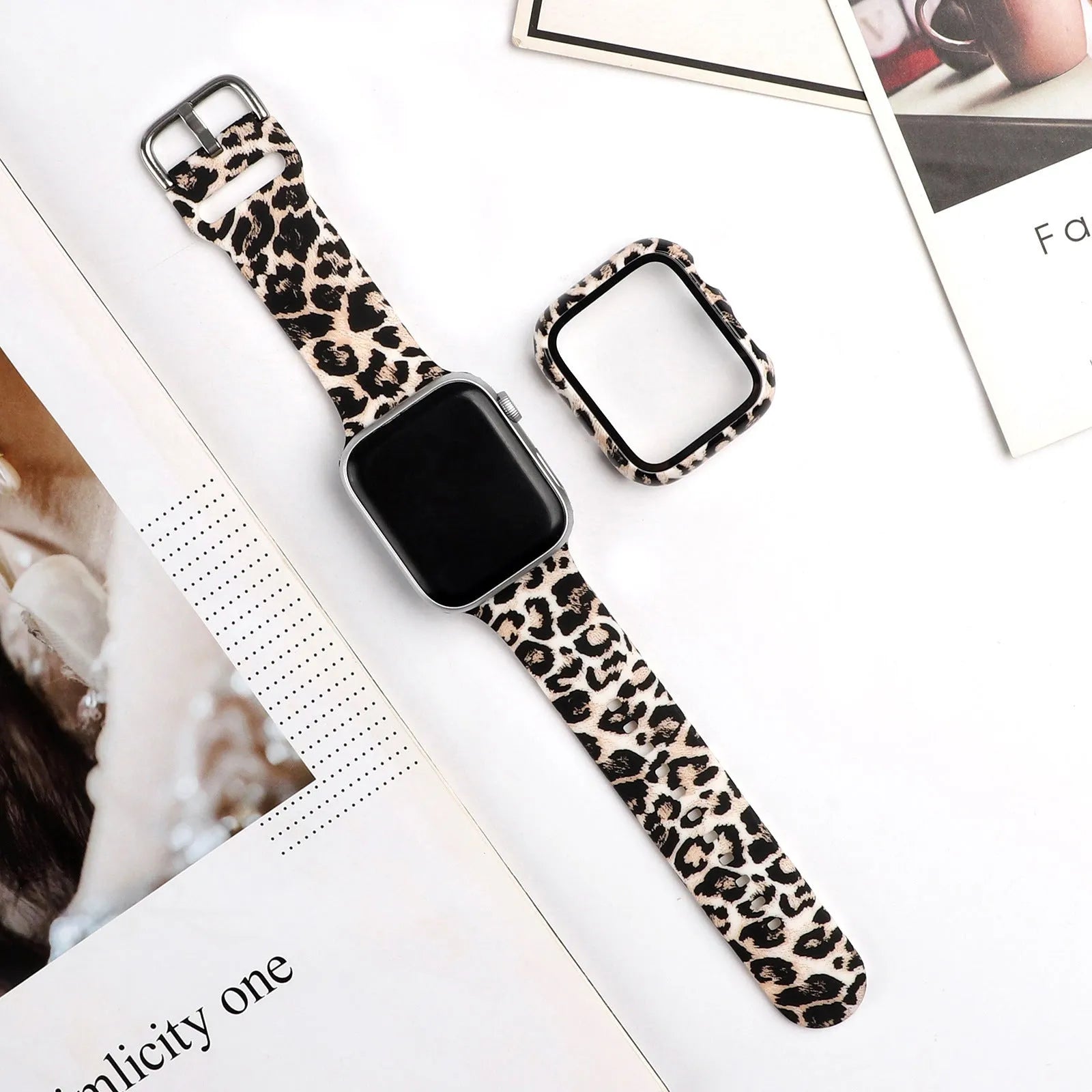 Printed silicone replacement watch strap for Apple Watch in multiple sizes and design styles