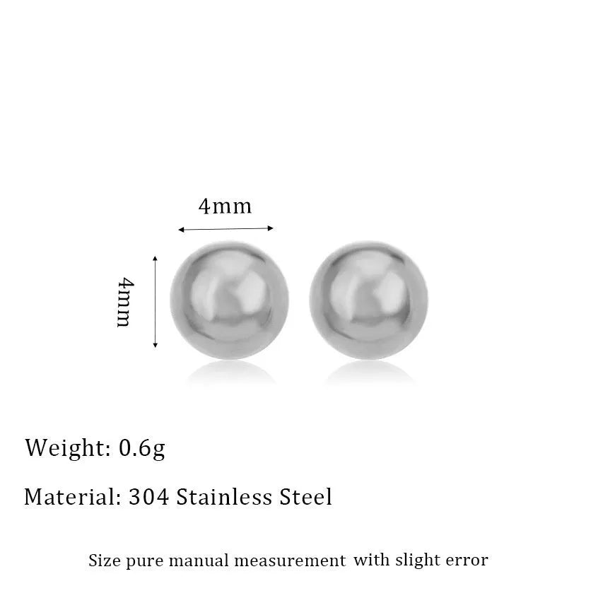 Stainless steel ball stud earrings in gold and silver colours with geometric round design