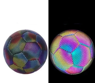 Machine stitched reflective luminous football with PU cover and hexagonal reflective panels