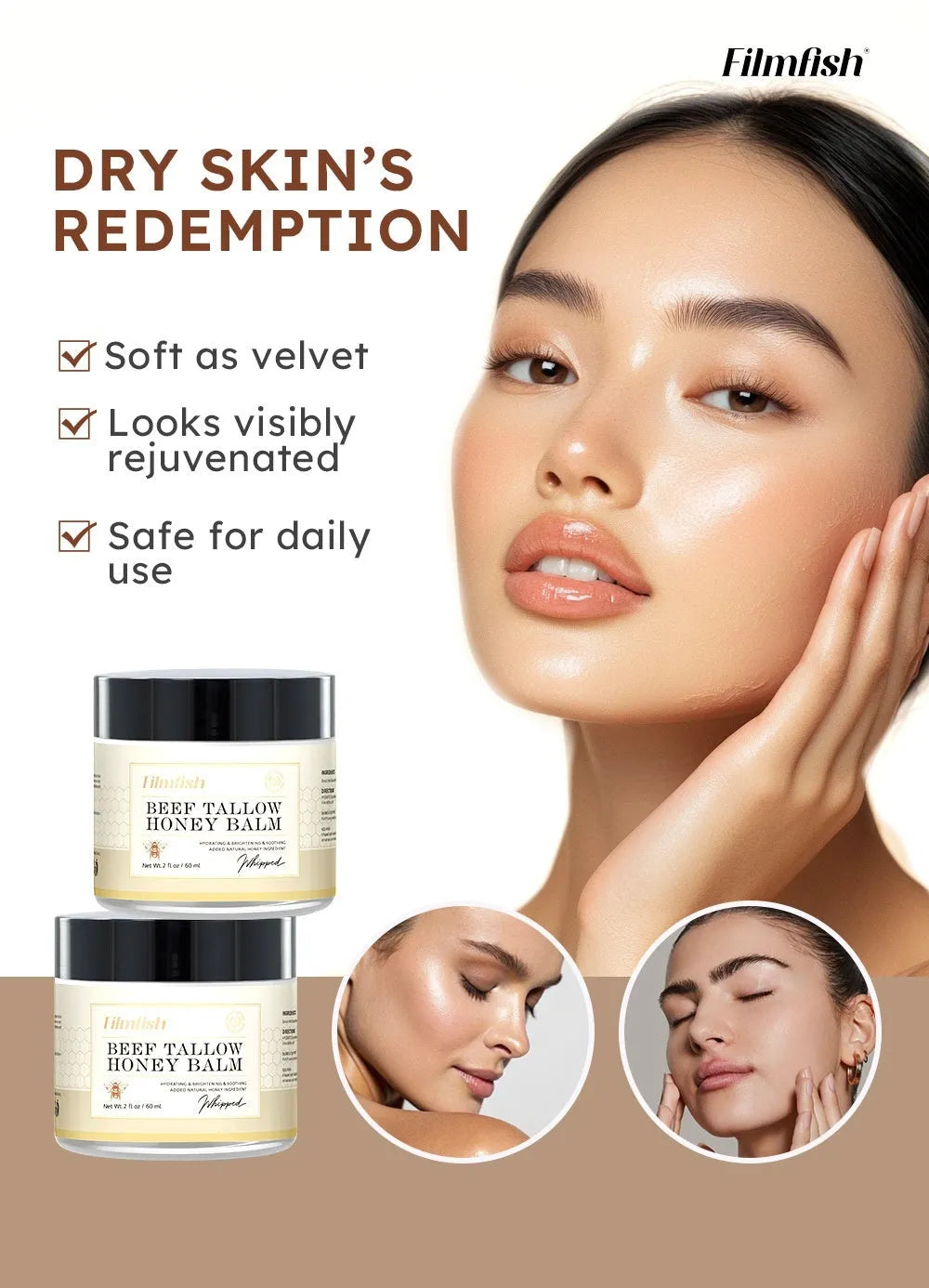 60ml honey moisturising cream tube for face and body hydration