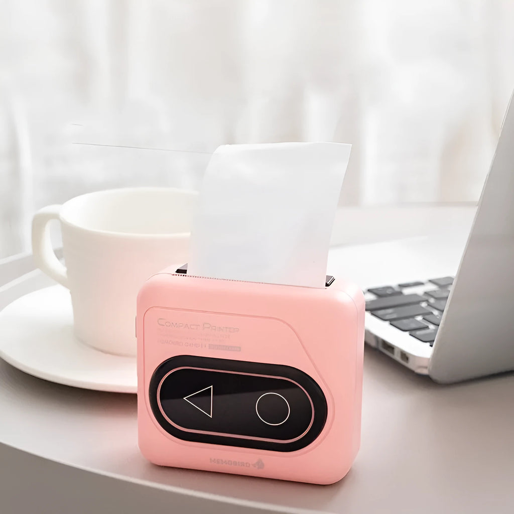 Compact Avocado Green mini Bluetooth thermal printer for mobile phone text printing.