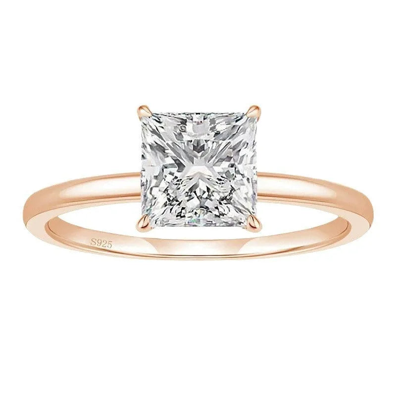Women's 925 silver zirconium geometric ring in silver gold and rose gold colours