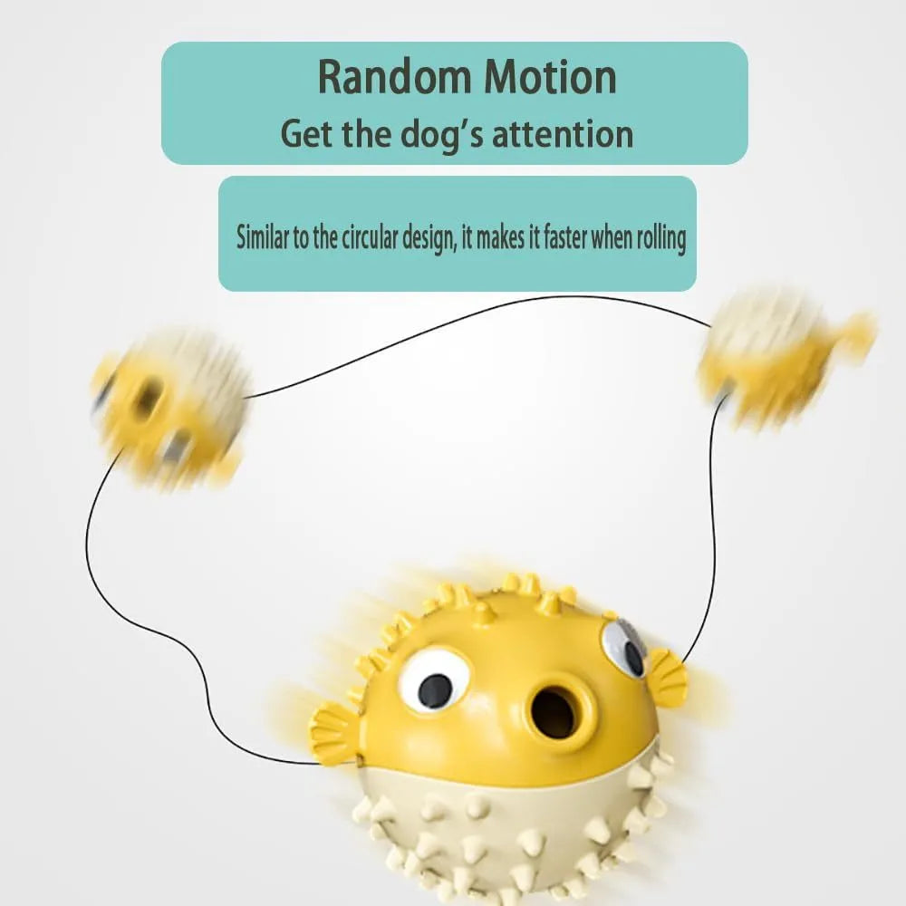 Green fish-shaped dog chew toy with raised surface particles for medium and large breed dogs