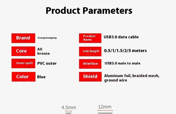 USB 3.0 A male to A male data cable for external hard drives with length options up to 5 metres