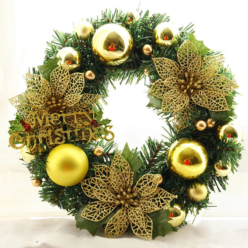 30cm multicolour plastic Christmas wreath decoration for doors or gardens