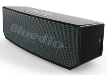 Black BS-6 cloud smart speaker showing compact rectangular design and micro-USB port.