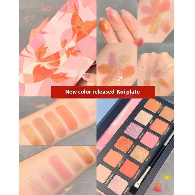 Twelve-colour animal themed eye shadow palette with pressed powder formula