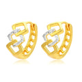 Geometric gold alloy earrings with hollow-out design and clip-on fittings