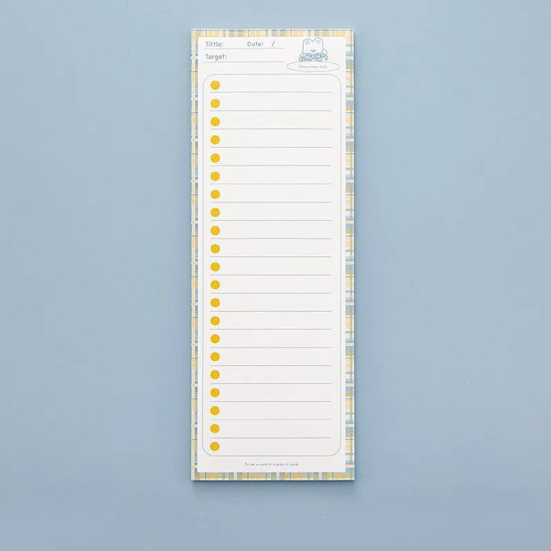 Cartoon student notepad with plastic cover in colour-striped designs measuring 90x248mm