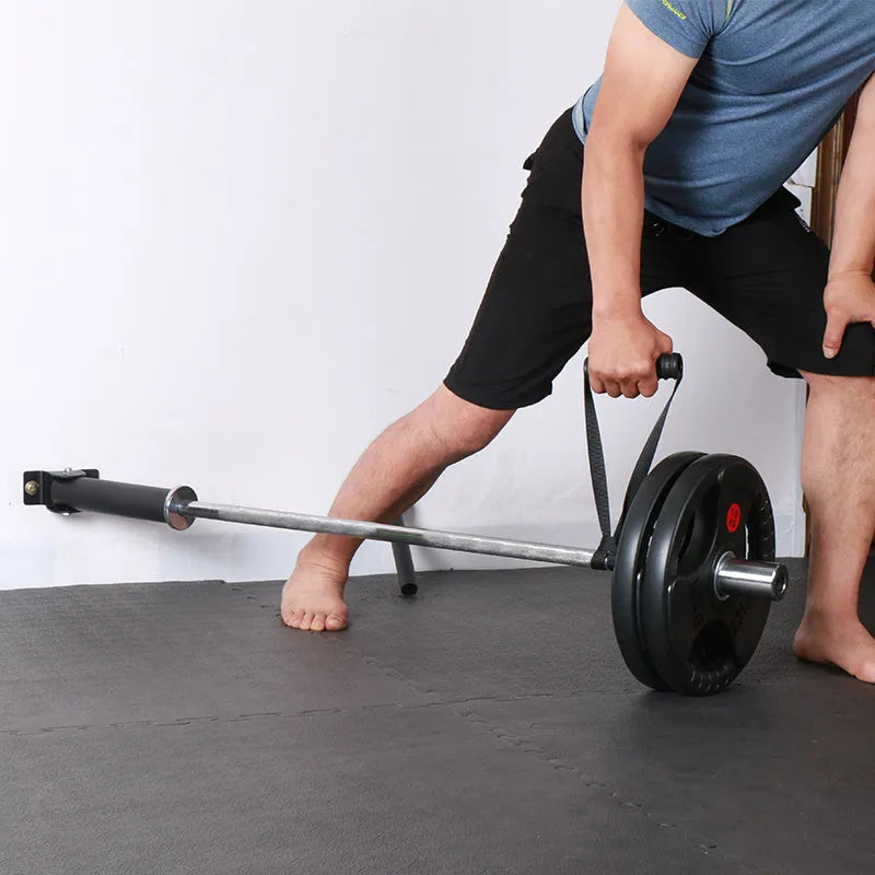 Steel wall-mounted rack holding multiple barbell bars or tubes