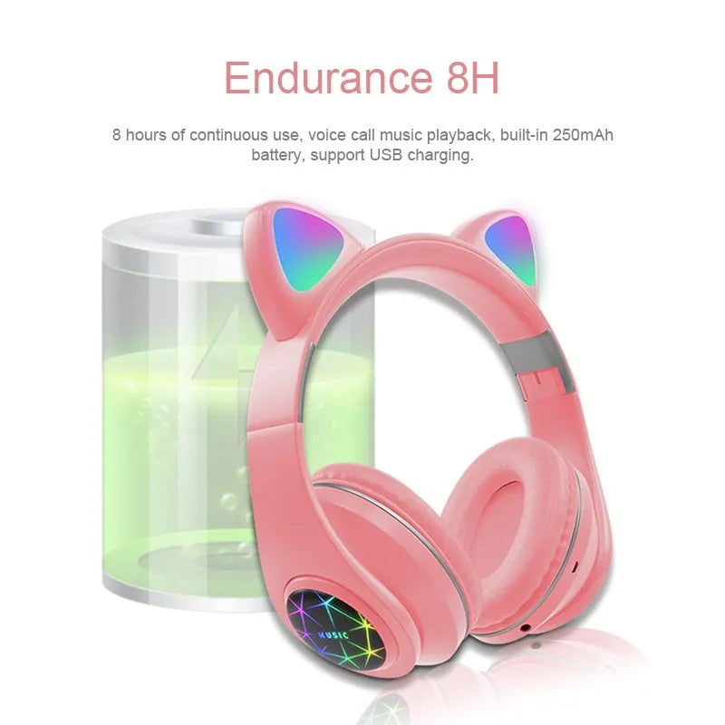 Cat ear wireless Bluetooth sports headset in various colours with head-mounted design