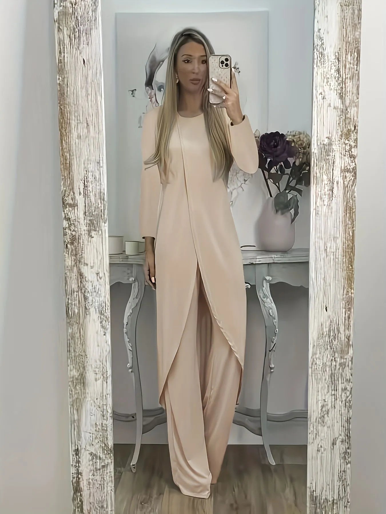 Casual polyester two-piece lounge set with loose fit in black, available sizes S to 5XL