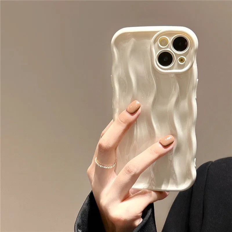 Water ripple pattern silicone iPhone 17 phone case showing textured surface in available colour options