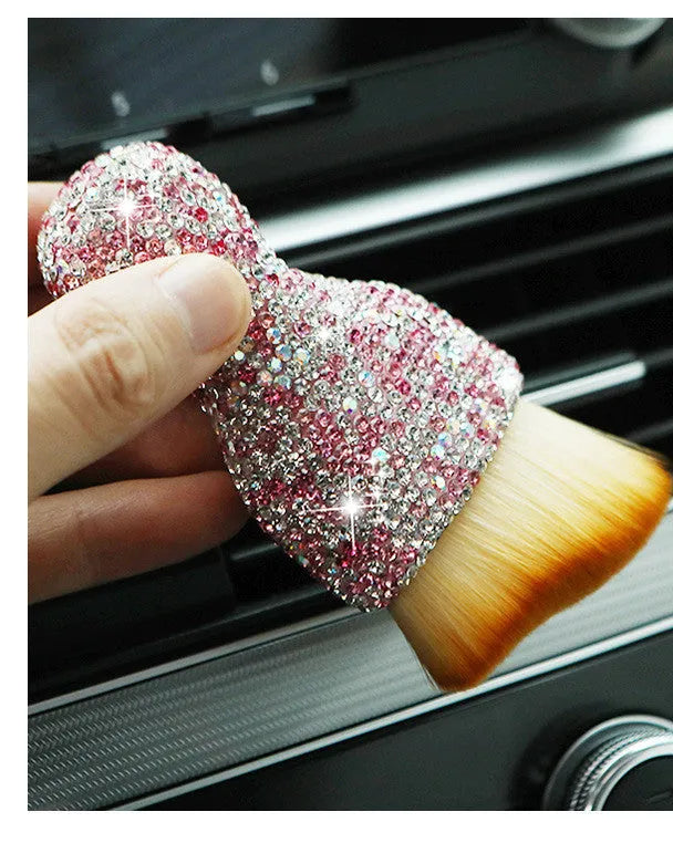 White soft PVC car interior cleaning brush for dusting dashboards and vents
