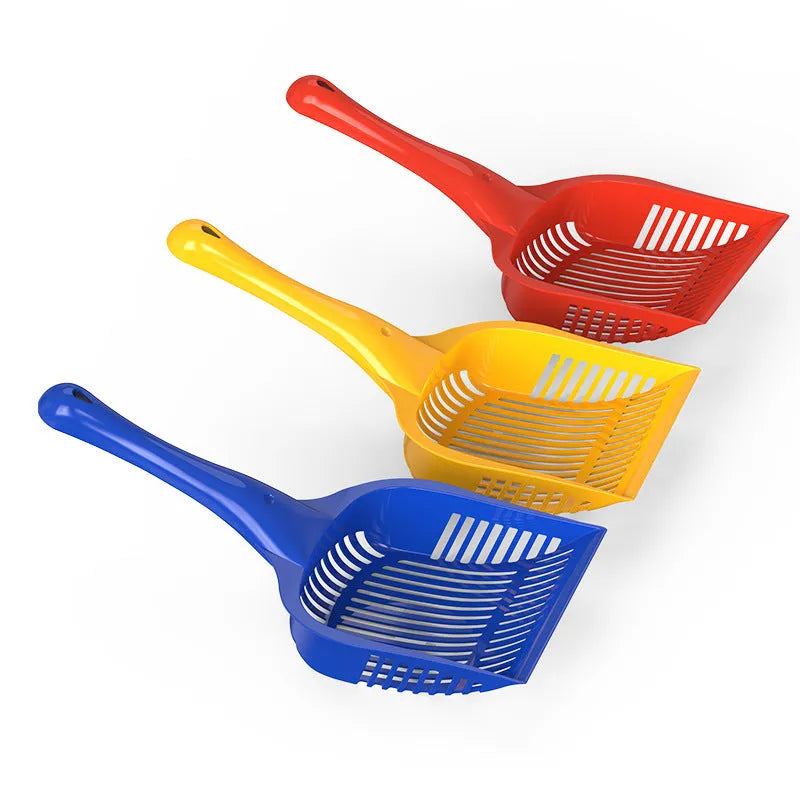 Plastic cat litter scoop in red, yellow or blue, small and medium sizes