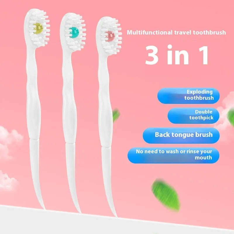 Box of 20 disposable bead travel toothbrushes in mint, peach, plum green tea and mixed flavours.