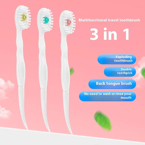 Box of 20 disposable bead travel toothbrushes in mint, peach, plum green tea and mixed flavours.
