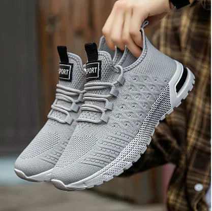 Men's mesh casual shoes in Army Green colour showing solid pattern design and casual styling