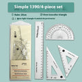 Youpai transparent acrylic drawing ruler set with square and protractor on a white background.
