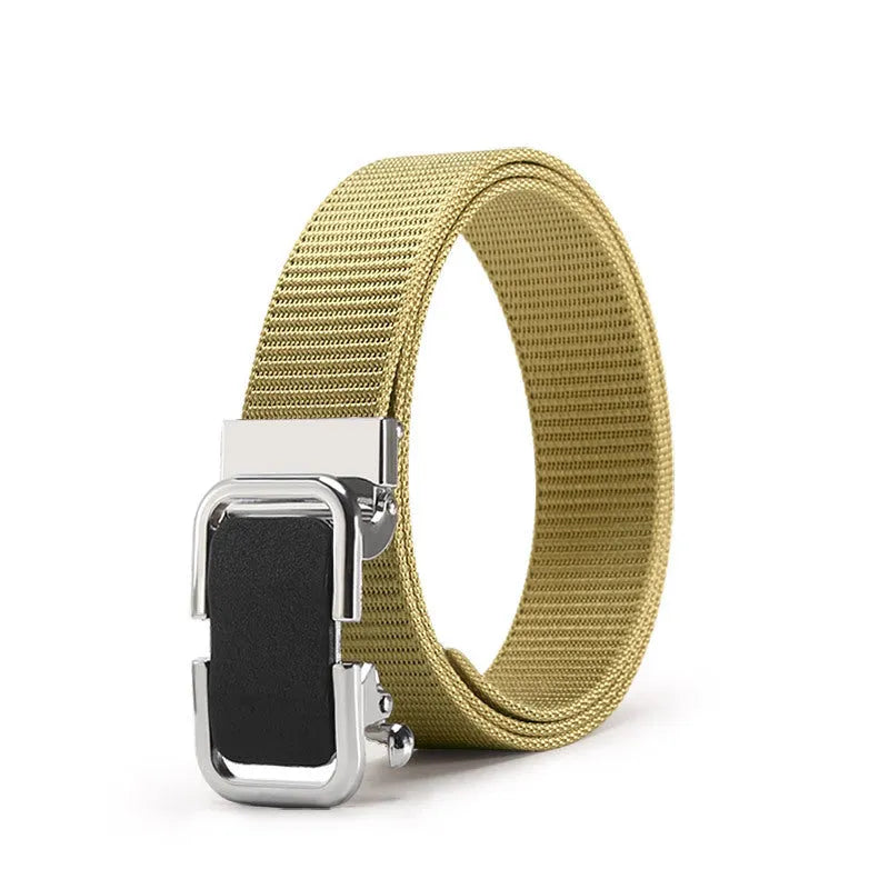 Toothless nylon canvas men's belt with alloy buckle in multiple colour options