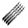 Hollow sports design car rim sticker in black, red or white colours measuring 10cm by 0.7cm