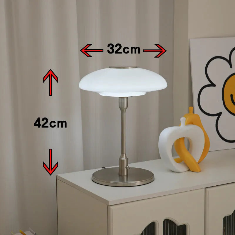 Vintage nickel-plated bedside lamp with Korean styling in golden white colour