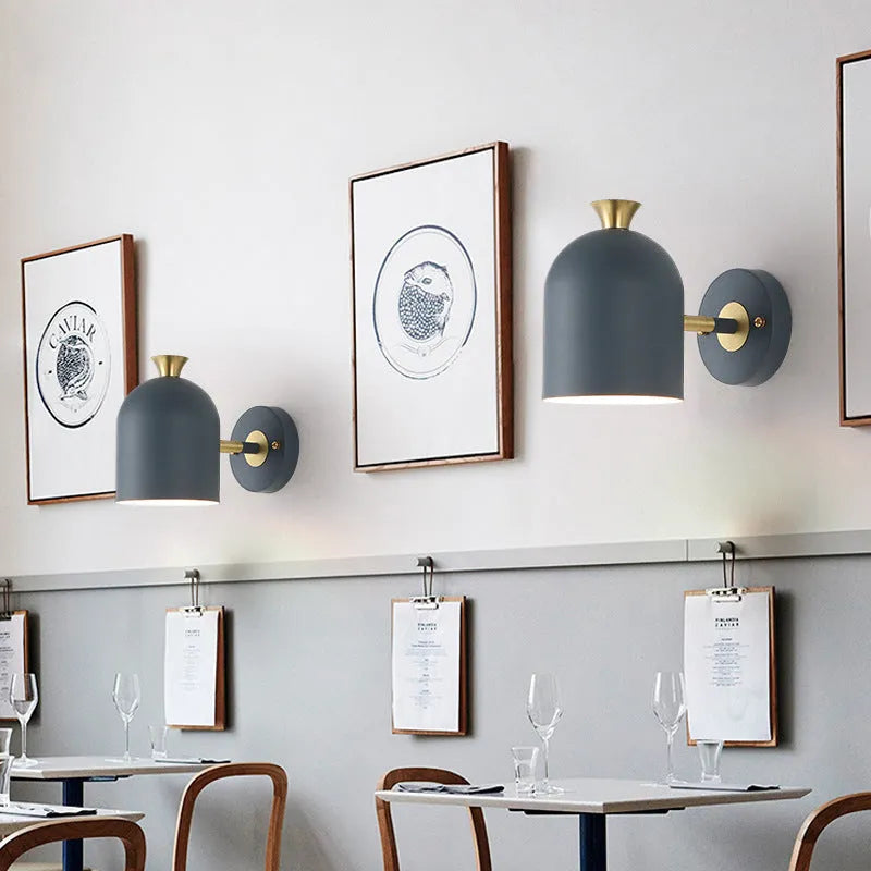 Single-head aluminium bedside wall lamp with LED mirror front in blue light colour.